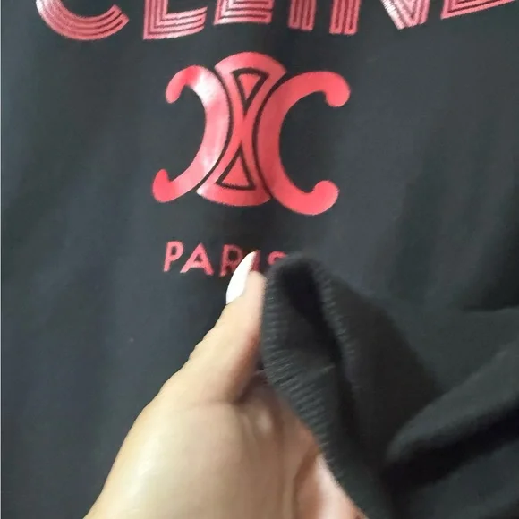 Celine Black Crewneck Sweatshirt with Pink Logo - Picture 4 of 4